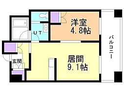 ラフィネタワー札幌南3条 7階1LDKの間取り