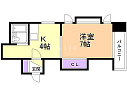 キャッスル北沢札幌 1DKの間取図画像