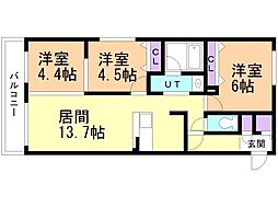 札幌市中央区南八条西18丁目マンション 3LDKの間取図画像