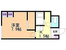 レオパレス越前谷 207 2階1Kの間取り