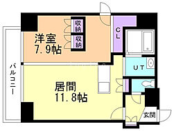 アルファスクエア南4条東（旧セント・シティー） 7階1LDKの間取り