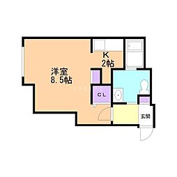 Ｐｒｅｓｔｉｇｅ　Ｓａｐｐｏｒｏ 4階1Kの間取り