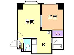 アクアボーン8・8 2階1LDKの間取り