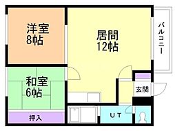 リバーサイドヴィラ山鼻 2LDKの間取図画像