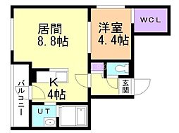 札幌市中央区北三条西27丁目マンション 1LDKの間取図画像