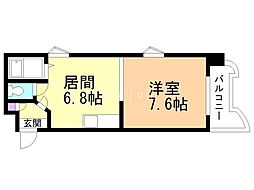 エクセル2 1DKの間取図画像