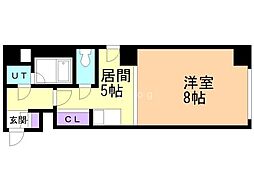 ピュアコート円山 1DKの間取図画像