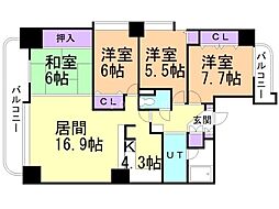パールコート山鼻中央イースト 4LDKの間取図画像