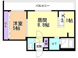 フランS7 1LDKの間取図画像