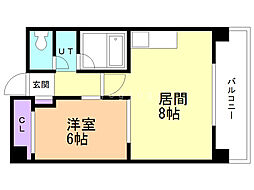 ドミローレル第8 1DKの間取図画像