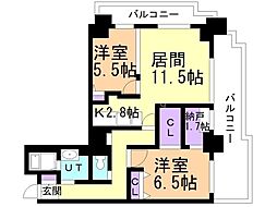 パシフィックタワー札幌 2SLDKの間取図画像