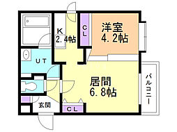 ノースクレイン 1LDKの間取図画像