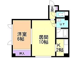 プレジール22 1LDKの間取図画像