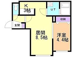 パーチェ宮の森 1LDKの間取図画像