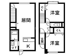 ルミエール山麓通り 2LDKの間取図画像