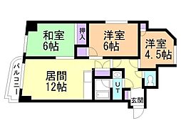 しんかわコーポ円山公園 3LDKの間取図画像