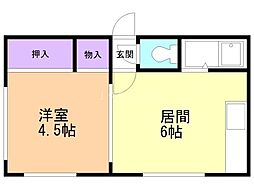 メゾンドール南4条 1DKの間取図画像