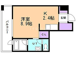 ラフィネタワー札幌南3条 1Kの間取図画像