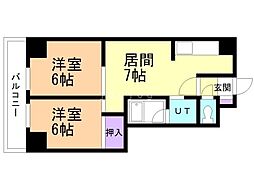 ラフォーレ山鼻 2DKの間取図画像