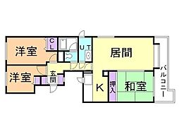 円山北町パーク・マンション 3LDKの間取図画像