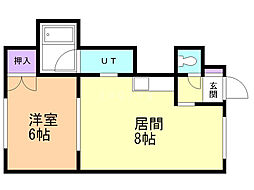 パレスエイト 1LDKの間取図画像