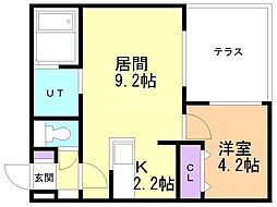 Empress中島公園 1LDKの間取図画像