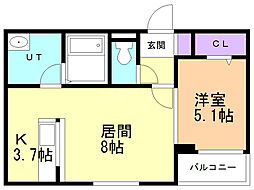 ange-sentier 1LDKの間取図画像