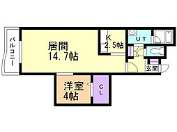 ノーサ・音楽堂 1LDKの間取図画像