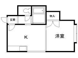 クルーズハウス南5条 1DKの間取図画像