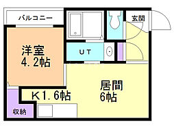 シェリシス南6条 1DKの間取図画像