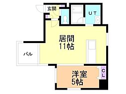 円山シャトー桂和医大前 1LDKの間取図画像
