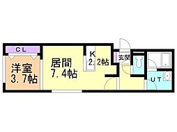 シャンボール琴似 1LDKの間取図画像