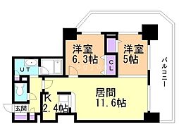 PRIMEURBAN札幌リバーフロント 2LDKの間取図画像