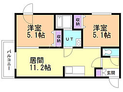 トレヴェンティ美術館西 2LDKの間取図画像