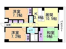 クレア旭ヶ丘 3LDKの間取図画像
