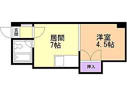 ロードサイド24 1DKの間取図画像