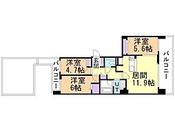 グランファーレ伏見グランシャリオ 3LDKの間取図画像