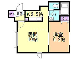 オリエントコートS14W8 1LDKの間取図画像