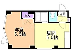 メゾン・ド・ボワール5円山 1DKの間取図画像