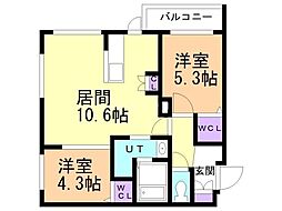 PinoKitamaruyama 2LDKの間取図画像