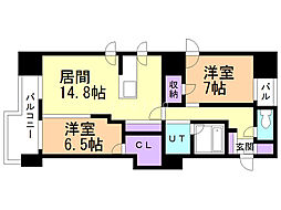 マストライフ南4条 2LDKの間取図画像
