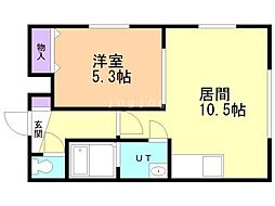 グランメール北1条 1LDKの間取図画像