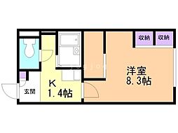 レオパレスセントラル南4条B 1Kの間取図画像