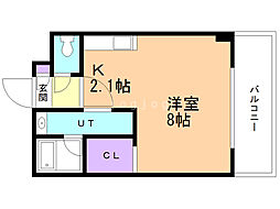 セントポーリア七番館 1Kの間取図画像