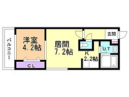 グラスマーレ南2条 1LDKの間取図画像