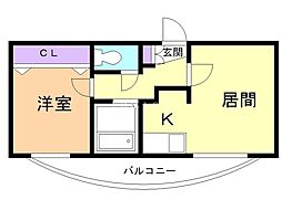 ヴィレッジ円山 1DKの間取図画像