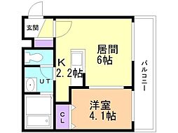 グランドサクセス南円山 1LDKの間取図画像
