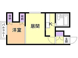裏参道テラス 1DKの間取図画像