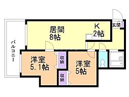 メゾン・ド・北円山 2LDKの間取図画像