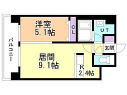 RESIDIAKITA-SANJO 1LDKの間取図画像